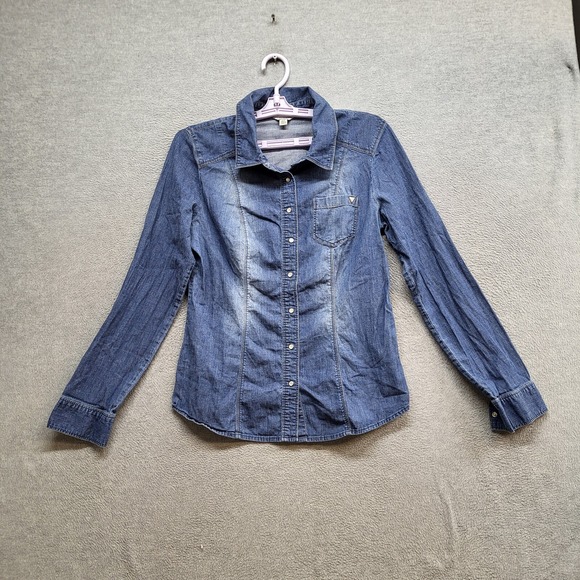 Guess Indigo Button Down Denim Shirt - Picture 1 of 10